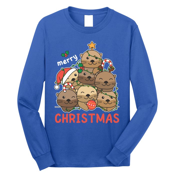 Otter Christmas Tree Funny Animal Merry Christmas Cute Gift Long Sleeve Shirt