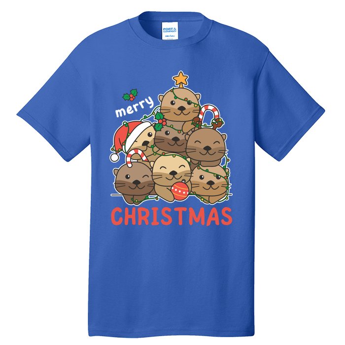 Otter Christmas Tree Funny Animal Merry Christmas Cute Gift Tall T-Shirt