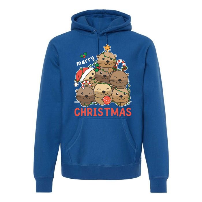 Otter Christmas Tree Funny Animal Merry Christmas Cute Gift Premium Hoodie