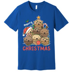 Otter Christmas Tree Funny Animal Merry Christmas Cute Gift Premium T-Shirt