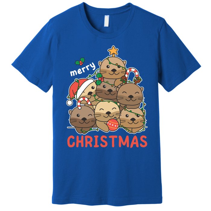 Otter Christmas Tree Funny Animal Merry Christmas Cute Gift Premium T-Shirt