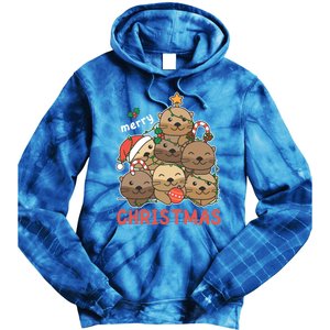 Otter Christmas Tree Funny Animal Merry Christmas Cute Gift Tie Dye Hoodie