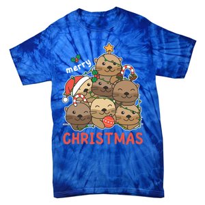 Otter Christmas Tree Funny Animal Merry Christmas Cute Gift Tie-Dye T-Shirt