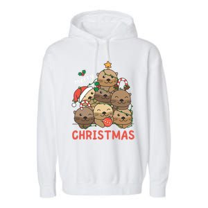 Otter Christmas Tree Funny Animal Merry Christmas Cute Gift Garment-Dyed Fleece Hoodie