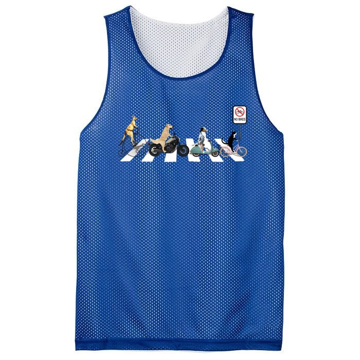 One Cat Two Dogs And A Kangaroo Crossing The Street Gift Mesh Reversible Basketball Jersey Tank