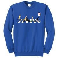 One Cat Two Dogs And A Kangaroo Crossing The Street Gift Tall Sweatshirt