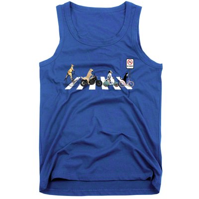 One Cat Two Dogs And A Kangaroo Crossing The Street Gift Tank Top