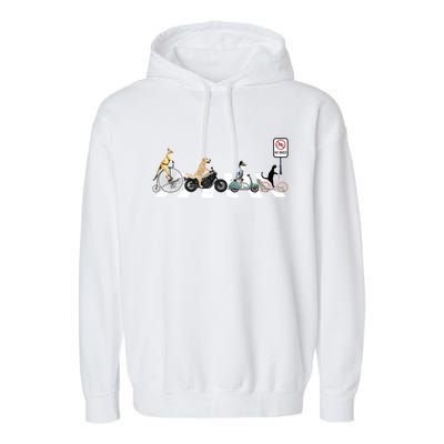 One Cat Two Dogs And A Kangaroo Crossing The Street Gift Garment-Dyed Fleece Hoodie