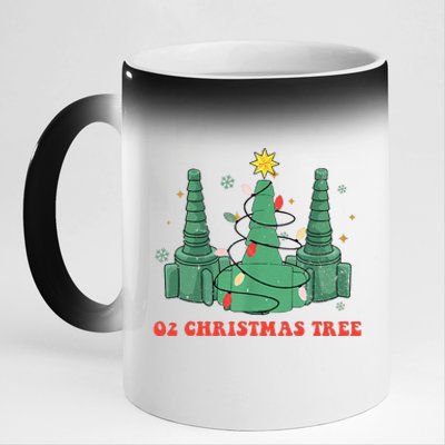 Oh Christmas Tree Xmas Lights Rt Respiratory Therapist 11oz Black Color Changing Mug