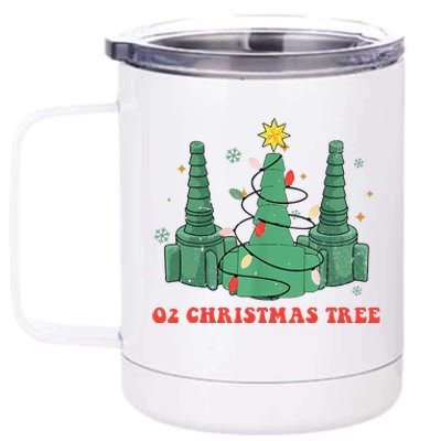 Oh Christmas Tree Xmas Lights Rt Respiratory Therapist 12 oz Stainless Steel Tumbler Cup