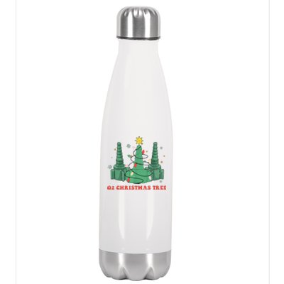 Oh Christmas Tree Xmas Lights Rt Respiratory Therapist Stainless Steel Insulated Water Bottle