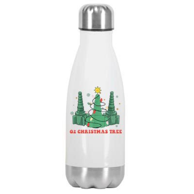 Oh Christmas Tree Xmas Lights Rt Respiratory Therapist Stainless Steel Insulated Water Bottle