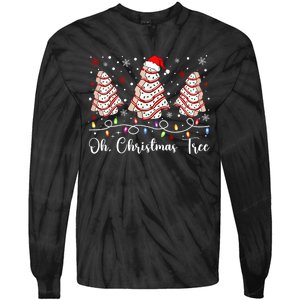 Oh Christmas Tree Cakes Debbie Becky Jen Cake Lovers Xmas Tie-Dye Long Sleeve Shirt