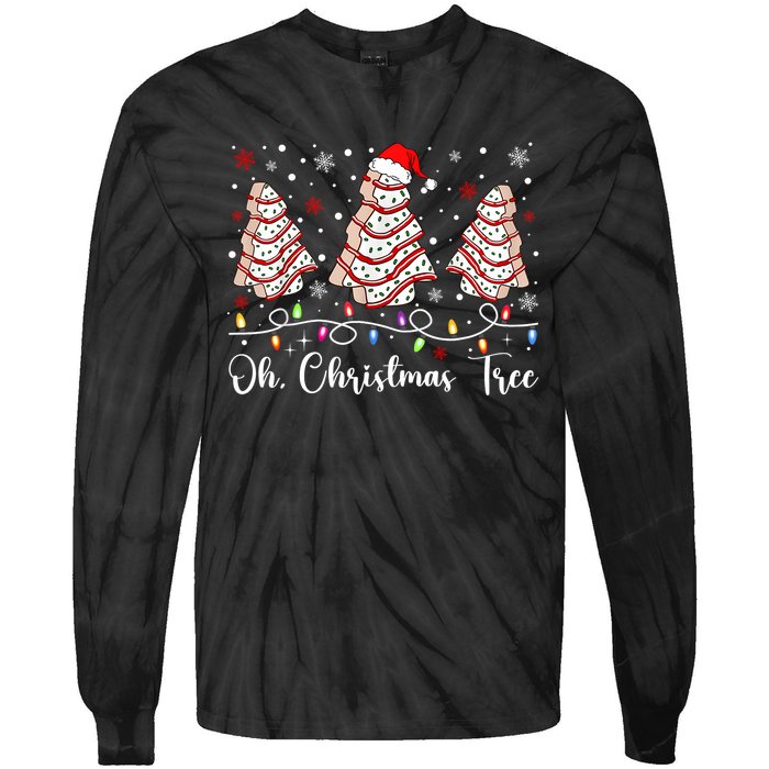 Oh Christmas Tree Cakes Debbie Becky Jen Cake Lovers Xmas Tie-Dye Long Sleeve Shirt