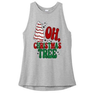 Oh Christmas Tree Cakes Debbie Becky Jen Groovy Retro Pajama Ladies PosiCharge Tri-Blend Wicking Tank