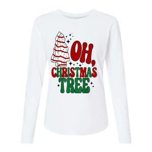 Oh Christmas Tree Cakes Debbie Becky Jen Groovy Retro Pajama Womens Cotton Relaxed Long Sleeve T-Shirt