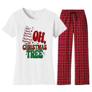 Oh Christmas Tree Cakes Debbie Becky Jen Groovy Retro Pajama Women's Flannel Pajama Set