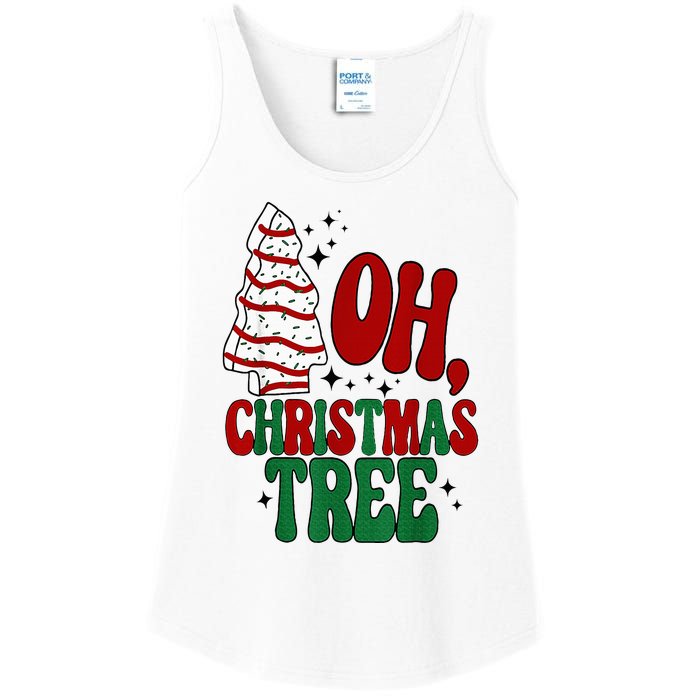 Oh Christmas Tree Cakes Debbie Becky Jen Groovy Retro Pajama Ladies Essential Tank