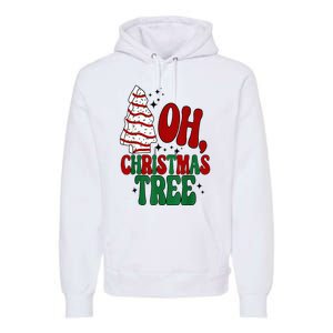 Oh Christmas Tree Cakes Debbie Becky Jen Groovy Retro Pajama Premium Hoodie