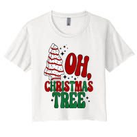 Oh Christmas Tree Cakes Debbie Becky Jen Groovy Retro Pajama Women's Crop Top Tee