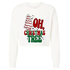 Oh Christmas Tree Cakes Debbie Becky Jen Groovy Retro Pajama Cropped Pullover Crew