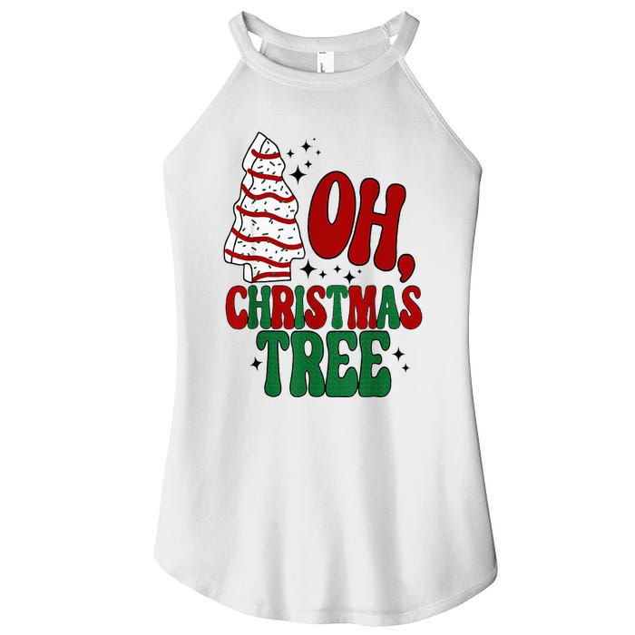 Oh Christmas Tree Cakes Debbie Becky Jen Groovy Retro Pajama Women's Perfect Tri Rocker Tank