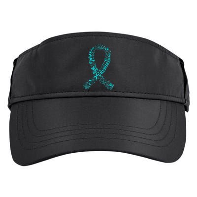 Ovarian Cancer Teal Awareness Ribbon Mothers Day Adult Drive Performance Visor