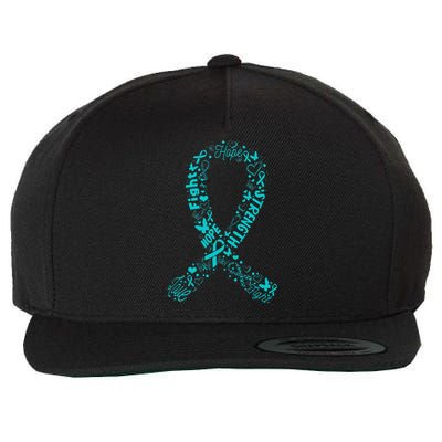 Ovarian Cancer Teal Awareness Ribbon Mothers Day Wool Snapback Cap