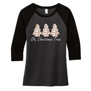 Oh Christmas Tree Merry And Bright Women's Tri-Blend 3/4-Sleeve Raglan Shirt