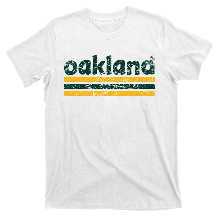 Oakland California Three Stripe Vintage Weathered T-Shirt