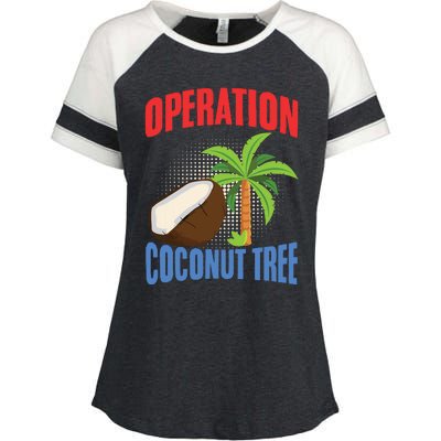 Operation Coconut Tree Kamala Harris Funny Coconut Tree Enza Ladies Jersey Colorblock Tee