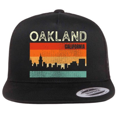 Oakland California Town Skyline Flat Bill Trucker Hat