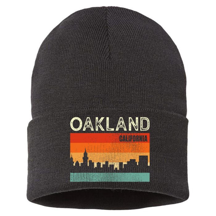 Oakland California Town Skyline Sustainable Knit Beanie