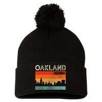 Oakland California Town Skyline Pom Pom 12in Knit Beanie