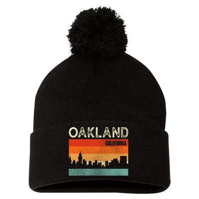 Oakland California Town Skyline Pom Pom 12in Knit Beanie