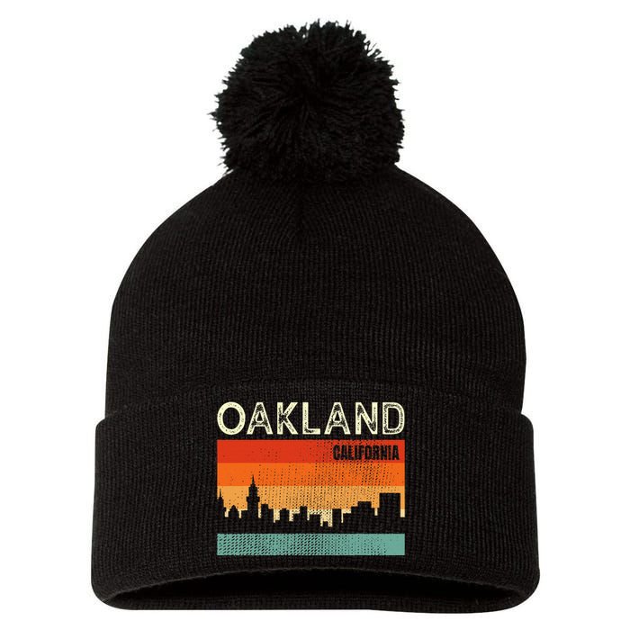 Oakland California Town Skyline Pom Pom 12in Knit Beanie