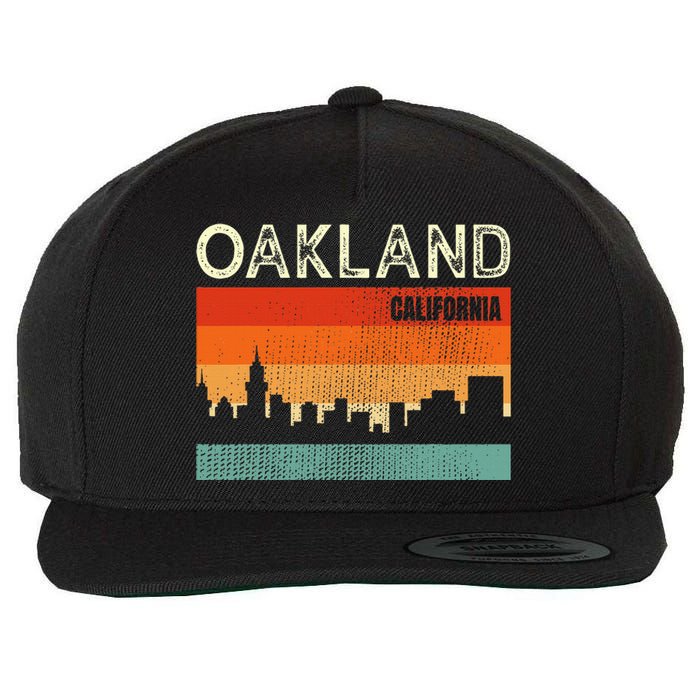 Oakland California Town Skyline Wool Snapback Cap