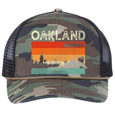 Oakland California Town Skyline Retro Rope Trucker Hat Cap