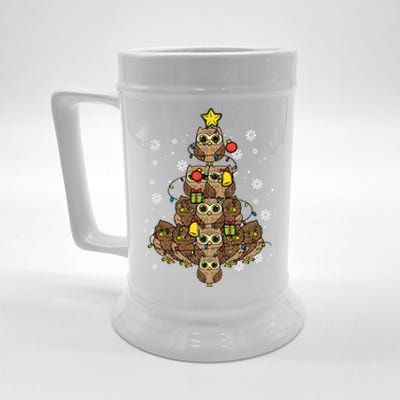 Owls Christmas Tree Cute Xmas Pajamas Pjs Bird Animal Gift Beer Stein