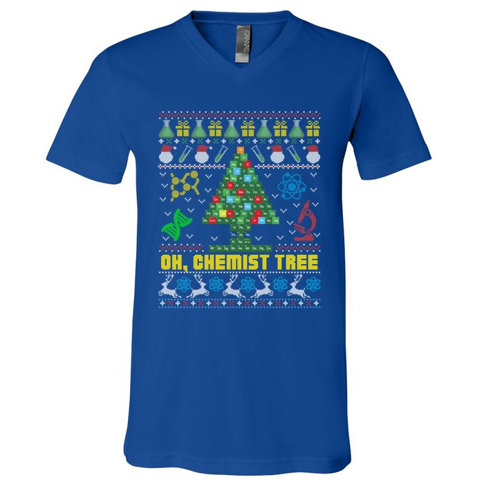 Oh Chemist Tree Chemistree Chemistry Ugly Christmas Sweater Meaningful Gift V-Neck T-Shirt