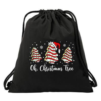 Oh Christmas Tree Cakes Debbie Funny Christmas Snack Cake  Drawstring Bag