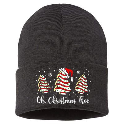 Oh Christmas Tree Cakes Debbie Funny Christmas Snack Cake  Sustainable Knit Beanie