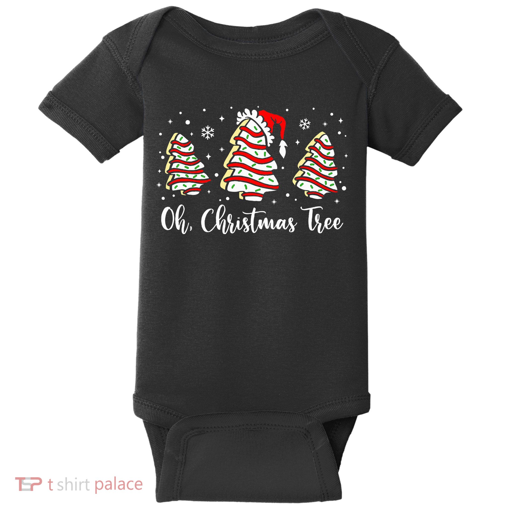 Oh Christmas Tree Cakes Debbie Funny Christmas Snack Cake  Baby Bodysuit