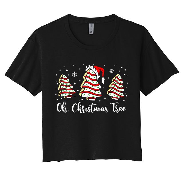 Oh Christmas Tree Cakes Debbie Funny Christmas Snack Cake  Women's Crop Top Tee