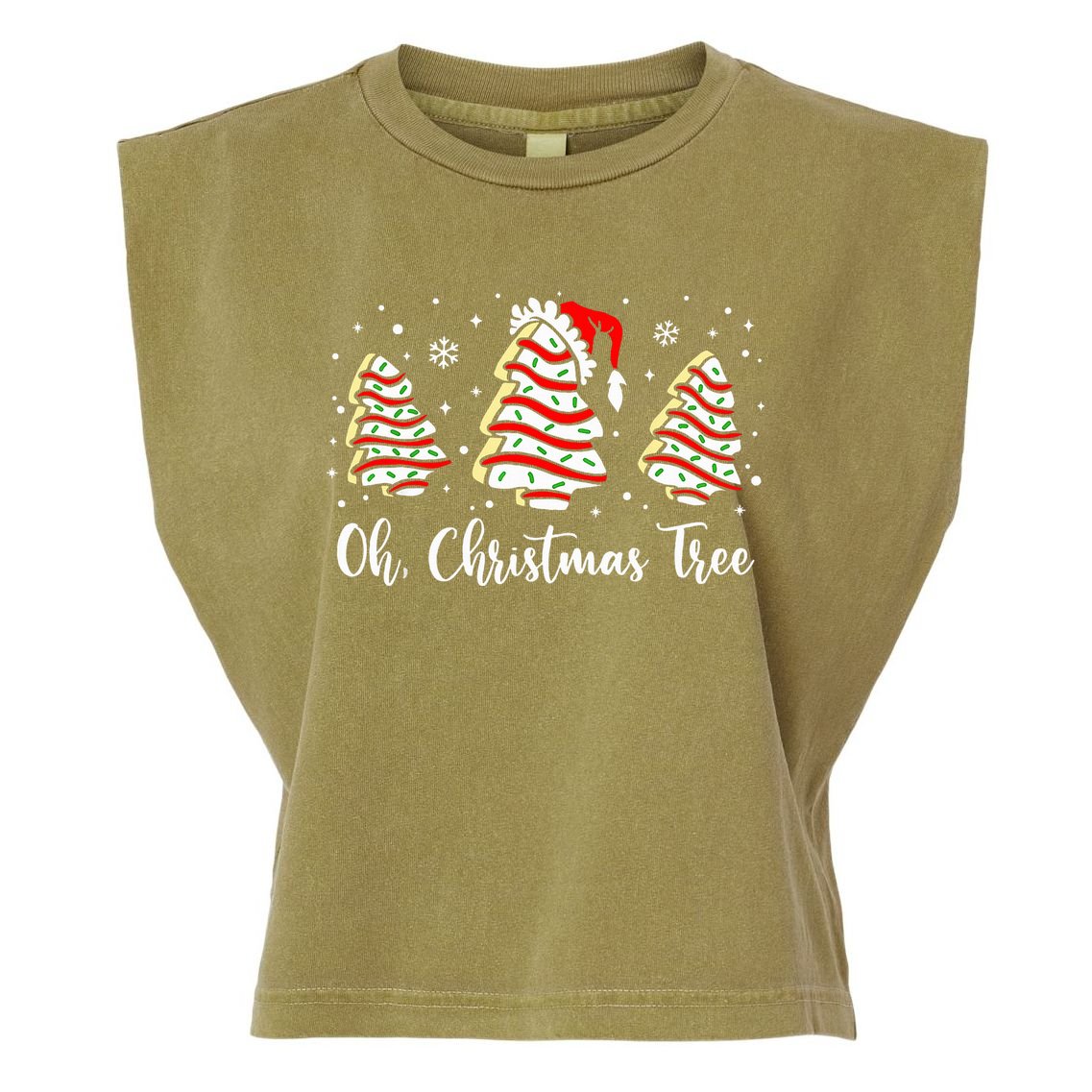Oh Christmas Tree Cakes Debbie Funny Christmas Snack Cake  Garment-Dyed Women's Muscle Tee