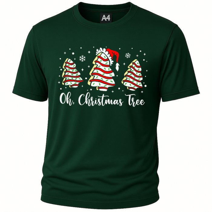Oh Christmas Tree Cakes Debbie Funny Christmas Snack Cake  Cooling Performance Crew T-Shirt