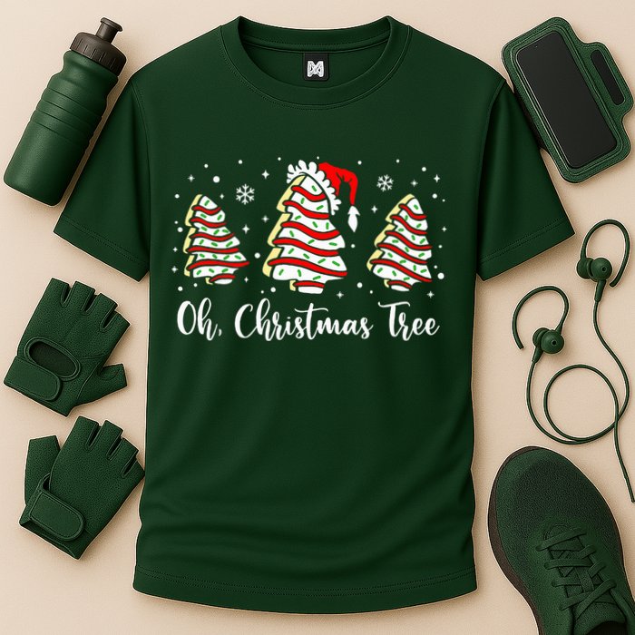 Oh Christmas Tree Cakes Debbie Funny Christmas Snack Cake  Cooling Performance Crew T-Shirt