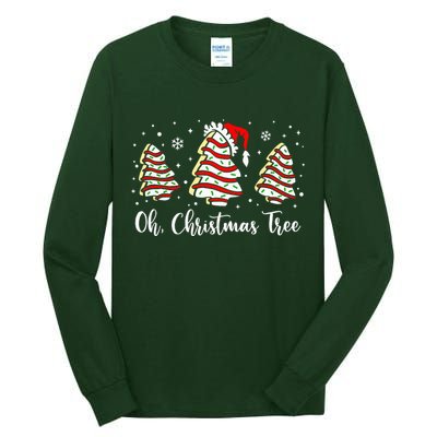 Oh Christmas Tree Cakes Debbie Funny Christmas Snack Cake  Tall Long Sleeve T-Shirt