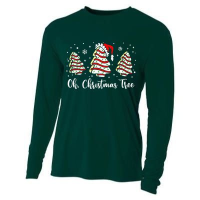 Oh Christmas Tree Cakes Debbie Funny Christmas Snack Cake  Cooling Performance Long Sleeve Crew