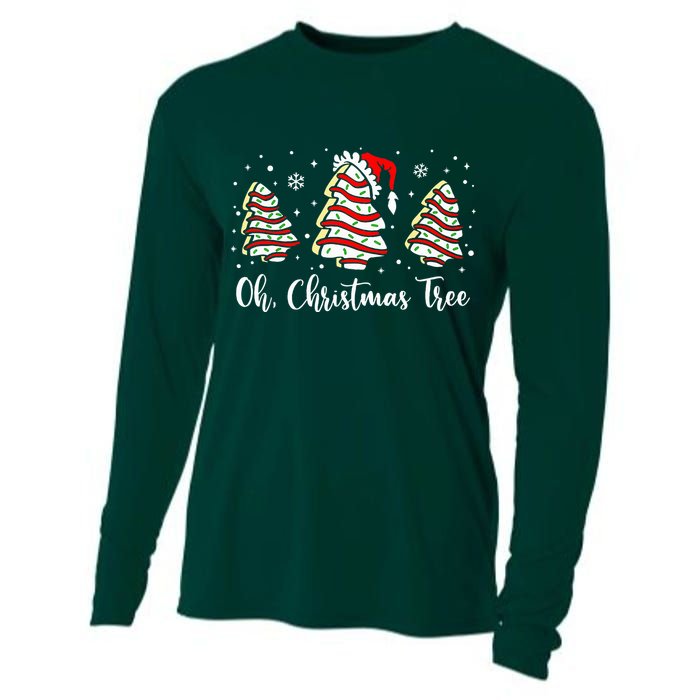 Oh Christmas Tree Cakes Debbie Funny Christmas Snack Cake  Cooling Performance Long Sleeve Crew
